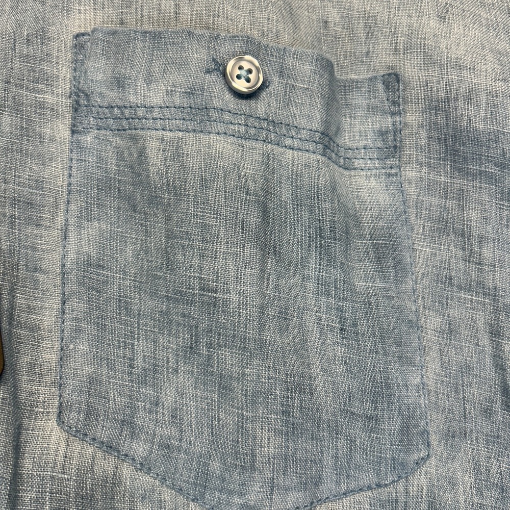 Tulliano Geena Shirt Men's Large Long Sleeve Button Up 100% Linen Indigo NEW - Picture 3 of 9